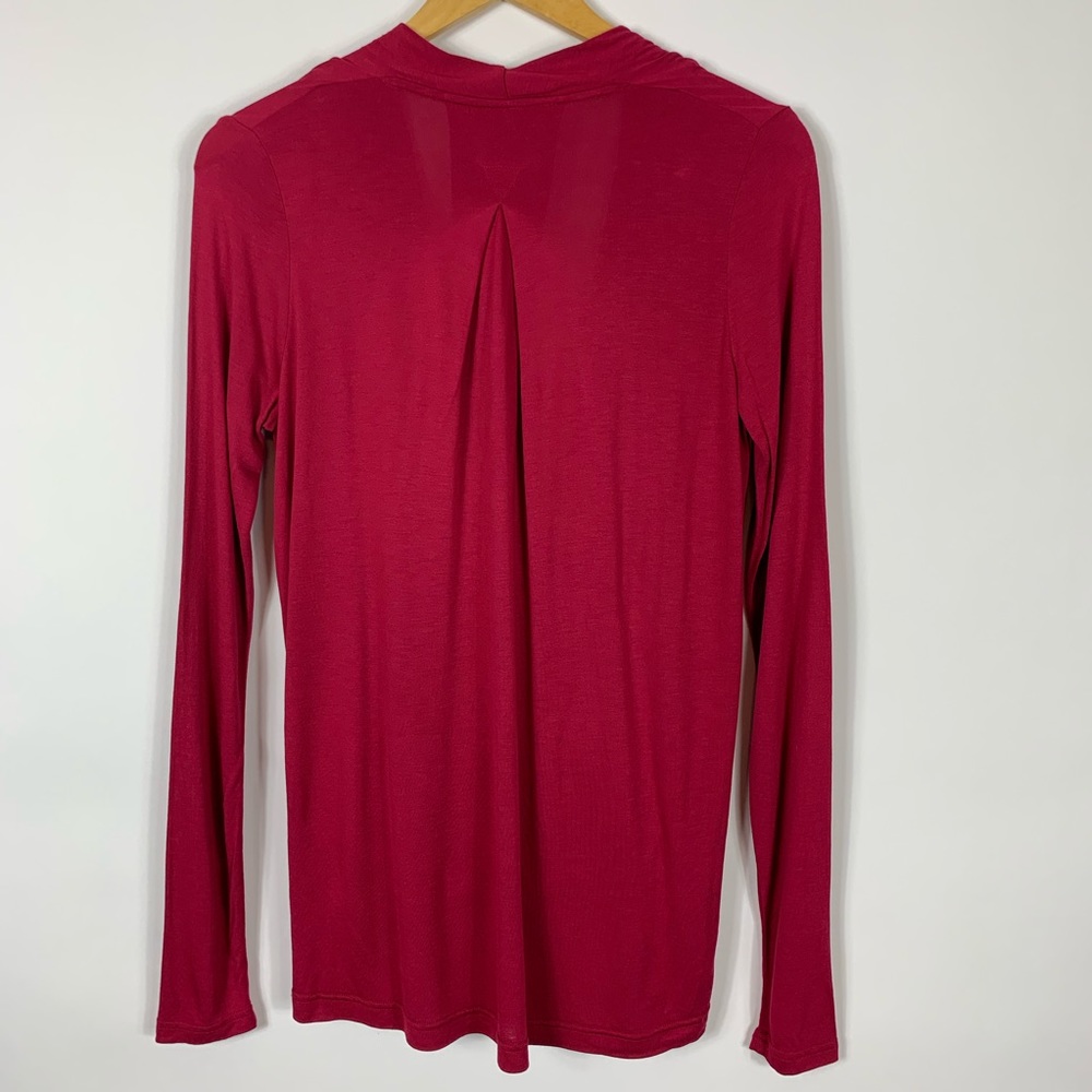 Anthropologie Red Draped Blouse Long Sleeve - Picture 6 of 7